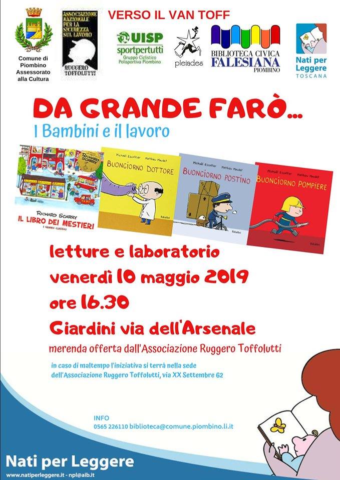 Letture e laboratorio per bambini sui temi del lavoro.