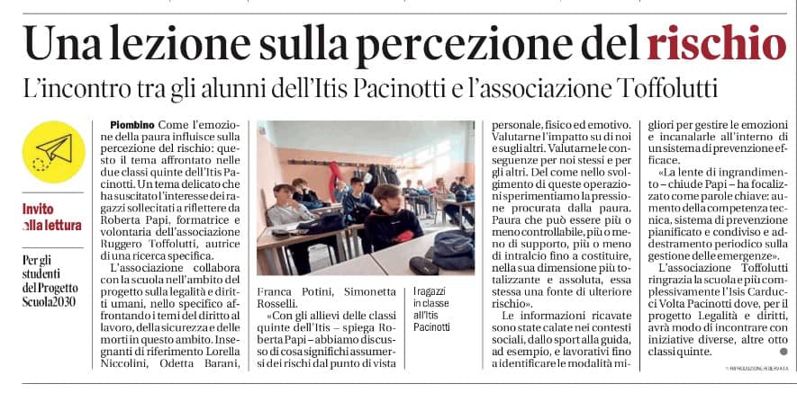 Educazione alla percezione del rischio – Incontri con le scuole